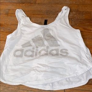 Adidas White Cropped Tank Top Size S
